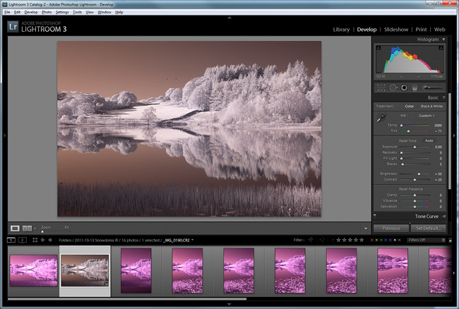 Using the eyedropper tool in Lightroom corrects the strong Infrared colour cast